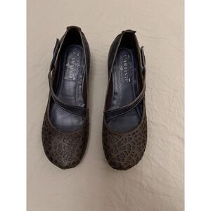 L'artiste Spring Step Melinda Clogs 38 Mary Jane Brown Blue Wedge Heel Shoes